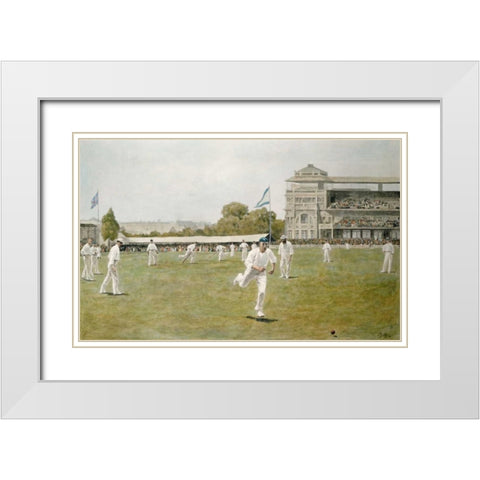 Cricket at Lords White Modern Wood Framed Art Print with Double Matting by Wollen, W.B.