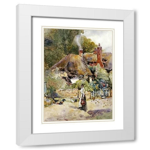 Old Cottage at Sutton Courtney, Berkshire White Modern Wood Framed Art Print with Double Matting by Woodlock, David