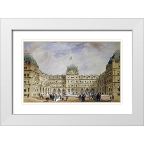 The Quadrangle of The New Liverpool Exchange White Modern Wood Framed Art Print with Double Matting by Wyatt, Thomas Henry