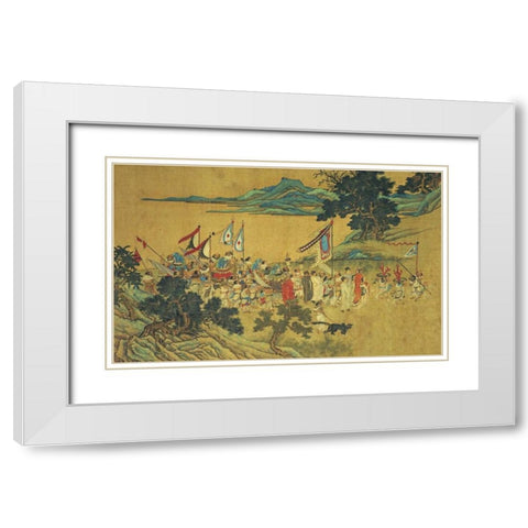 Foreign Tributaries En Route To China White Modern Wood Framed Art Print with Double Matting by Xi, Shang