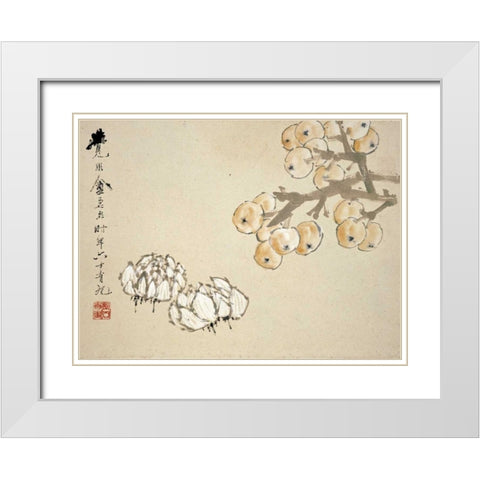 Apples White Modern Wood Framed Art Print with Double Matting by Gu, Xu