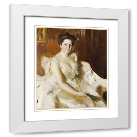 Portrait of Mrs De Ver Warner White Modern Wood Framed Art Print with Double Matting by Zorn, Anders Leonard