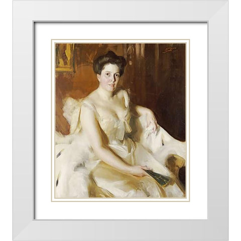 Portrait of Mrs De Ver Warner White Modern Wood Framed Art Print with Double Matting by Zorn, Anders Leonard