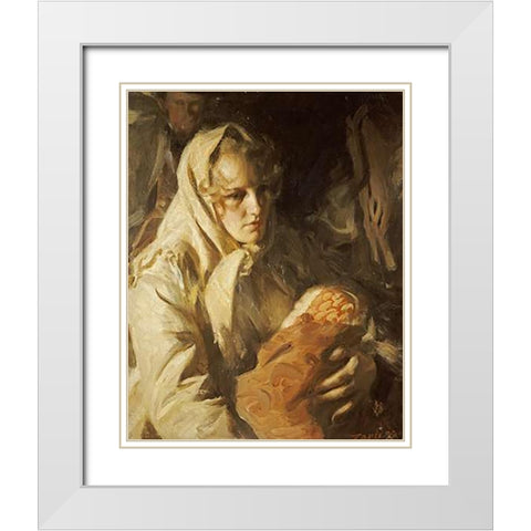 Madonna White Modern Wood Framed Art Print with Double Matting by Zorn, Anders Leonard