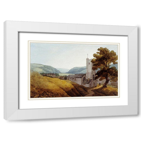 From The Churchyard at Dulverton, Somerset White Modern Wood Framed Art Print with Double Matting by Abbott, John White