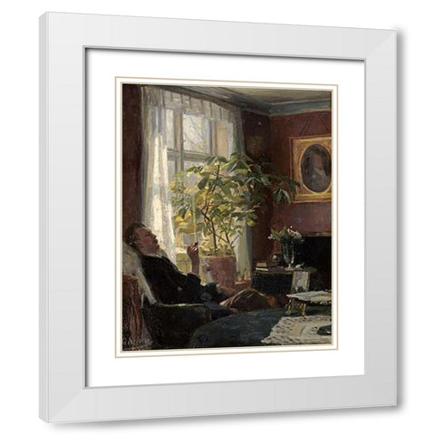 By The Window White Modern Wood Framed Art Print with Double Matting by Achen, Georg Nicolai