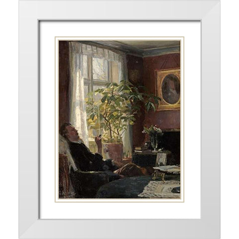 By The Window White Modern Wood Framed Art Print with Double Matting by Achen, Georg Nicolai