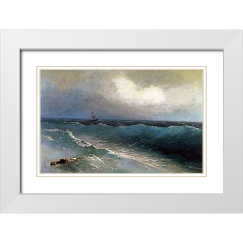 The Survivor White Modern Wood Framed Art Print with Double Matting by Aivasowsky, Ivan Konstantinovich