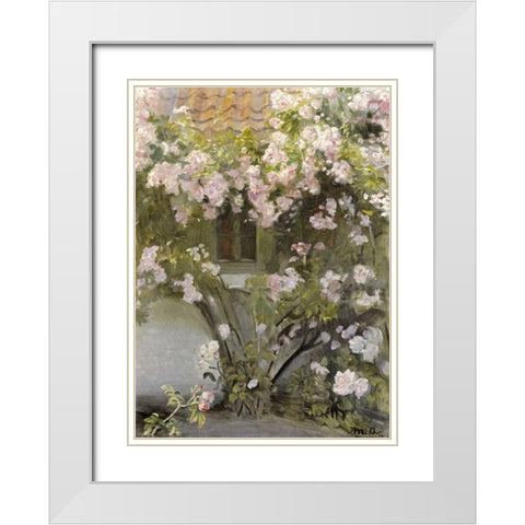 Climbing Roses White Modern Wood Framed Art Print with Double Matting by Ancher, Michael