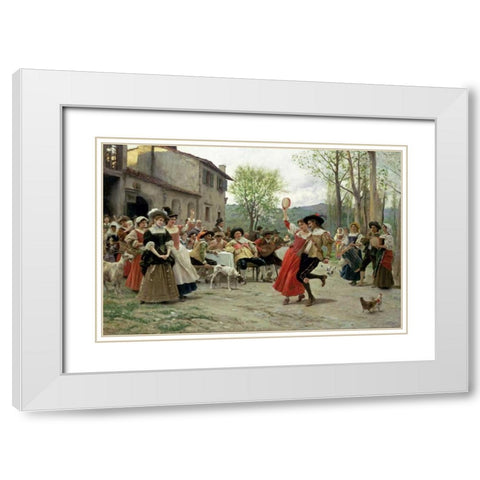 Silks and Satins at The Wedding Dance White Modern Wood Framed Art Print with Double Matting by Andreotti, Federigo