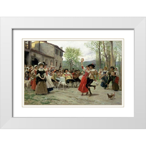 Silks and Satins at The Wedding Dance White Modern Wood Framed Art Print with Double Matting by Andreotti, Federigo