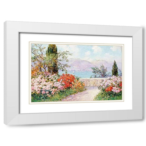 The Gardens of The Villa Melzi on Lake Como White Modern Wood Framed Art Print with Double Matting by Arnold, Friederich