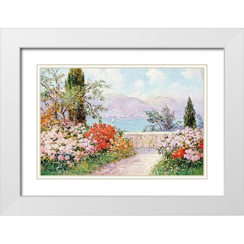 The Gardens of The Villa Melzi on Lake Como White Modern Wood Framed Art Print with Double Matting by Arnold, Friederich