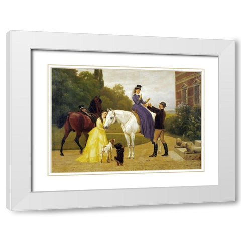 Home From Riding White Modern Wood Framed Art Print with Double Matting by Bache, Otto