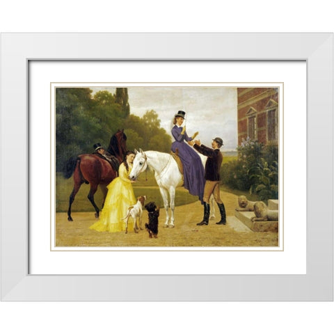 Home From Riding White Modern Wood Framed Art Print with Double Matting by Bache, Otto