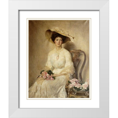 Portrait of a Lady White Modern Wood Framed Art Print with Double Matting by Bacon, John Henry Frederick