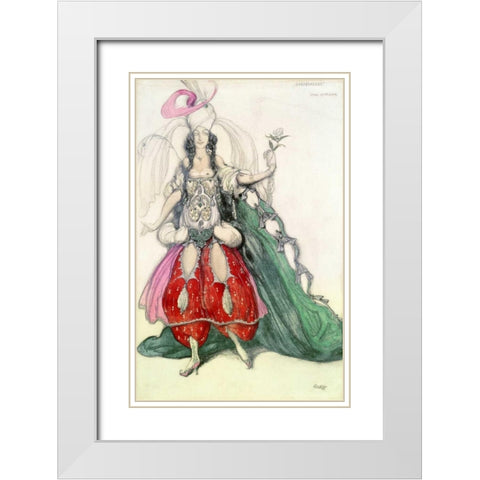 Costume Design For Scheherazade White Modern Wood Framed Art Print with Double Matting by Bakst, Leon