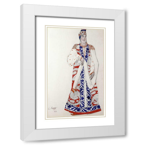Costume Design For The Production Moskwa White Modern Wood Framed Art Print with Double Matting by Bakst, Leon