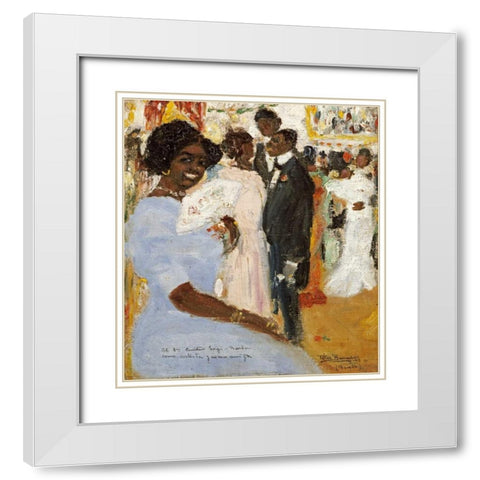Negro Ball White Modern Wood Framed Art Print with Double Matting by Barradas, Rafael Perez