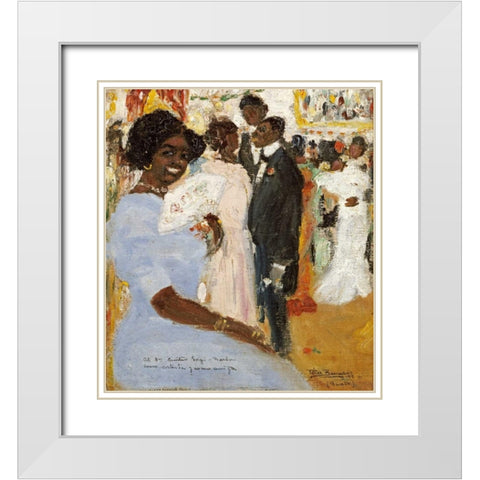 Negro Ball White Modern Wood Framed Art Print with Double Matting by Barradas, Rafael Perez