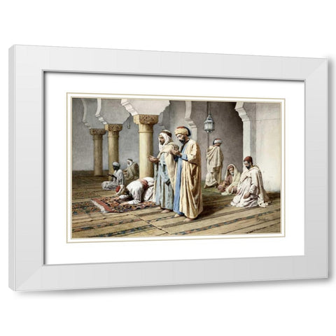 Arabs at Prayer White Modern Wood Framed Art Print with Double Matting by Bartolini, Frederico