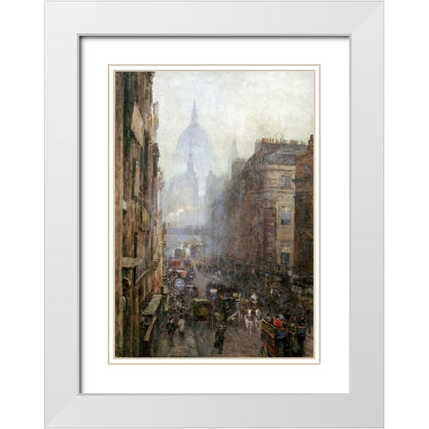 Fleet Street White Modern Wood Framed Art Print with Double Matting by Bartom, Rose Maynard