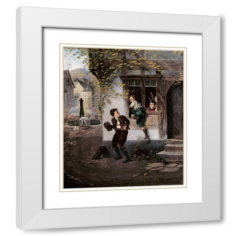 The Naughty Schoolboys White Modern Wood Framed Art Print with Double Matting by Beinke, Fritz