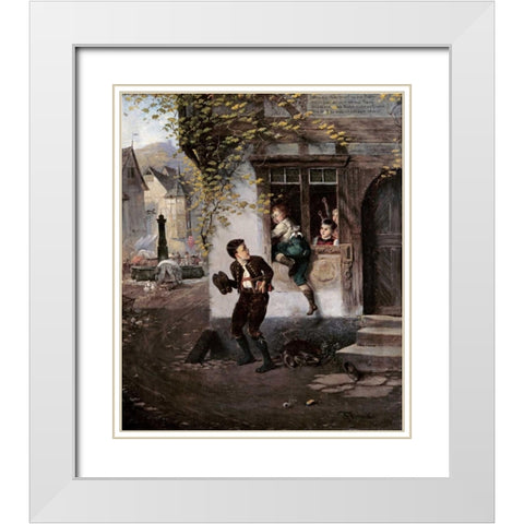 The Naughty Schoolboys White Modern Wood Framed Art Print with Double Matting by Beinke, Fritz