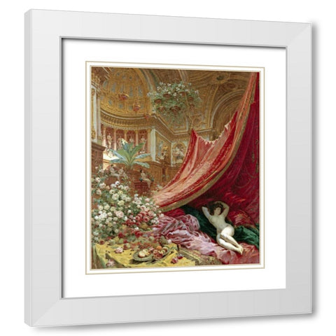 Decadence White Modern Wood Framed Art Print with Double Matting by Beraud, Louis