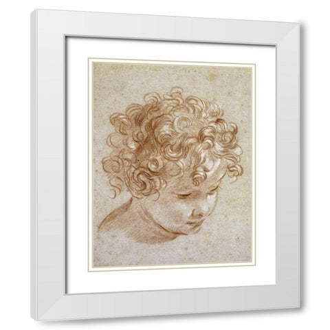 The Head of a Child White Modern Wood Framed Art Print with Double Matting by Berrettoni, Niccolo