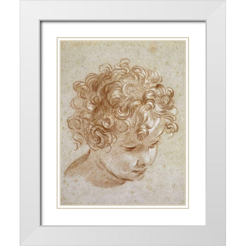 The Head of a Child White Modern Wood Framed Art Print with Double Matting by Berrettoni, Niccolo