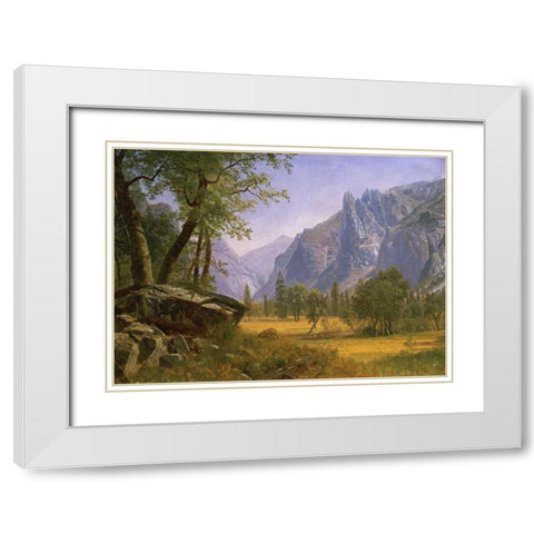 Yosemite Valley White Modern Wood Framed Art Print with Double Matting by Bierstadt, Albert