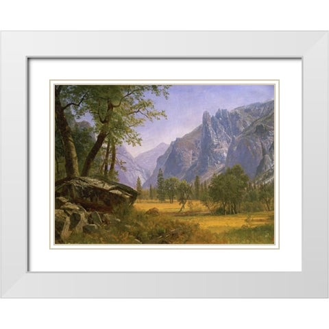 Yosemite Valley White Modern Wood Framed Art Print with Double Matting by Bierstadt, Albert