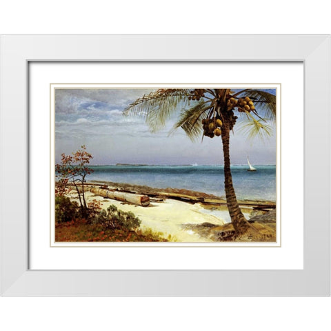 Tropical Coast White Modern Wood Framed Art Print with Double Matting by Bierstadt, Albert