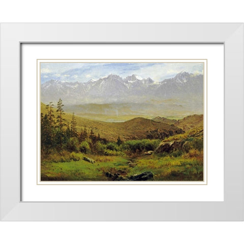 In The Foothills of The Rockies White Modern Wood Framed Art Print with Double Matting by Bierstadt, Albert