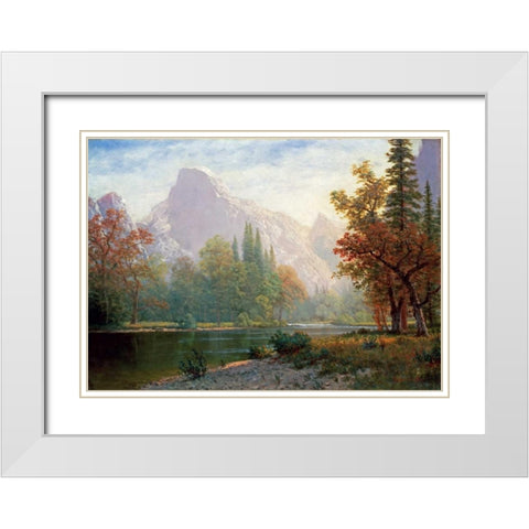 Half Dome: Yosemite White Modern Wood Framed Art Print with Double Matting by Bierstadt, Albert