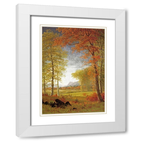 Autumn In America, Oneida County, New York White Modern Wood Framed Art Print with Double Matting by Bierstadt, Albert