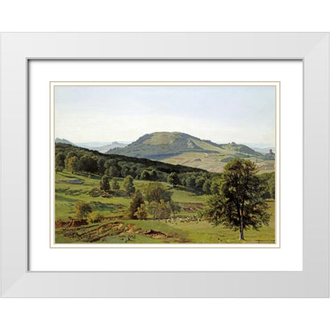 Landscape - Hill and Dale White Modern Wood Framed Art Print with Double Matting by Bierstadt, Albert