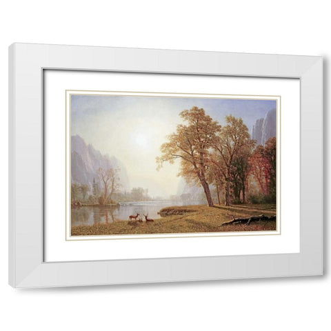 Yosemite Valley White Modern Wood Framed Art Print with Double Matting by Bierstadt, Albert