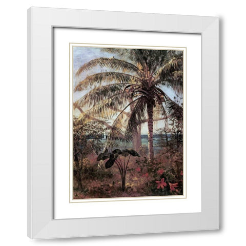 Palm Tree, Nassau White Modern Wood Framed Art Print with Double Matting by Bierstadt, Albert