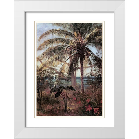 Palm Tree, Nassau White Modern Wood Framed Art Print with Double Matting by Bierstadt, Albert