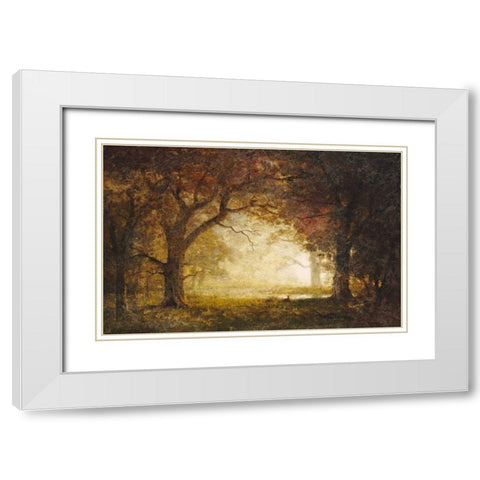 Forest Sunrise White Modern Wood Framed Art Print with Double Matting by Bierstadt, Albert
