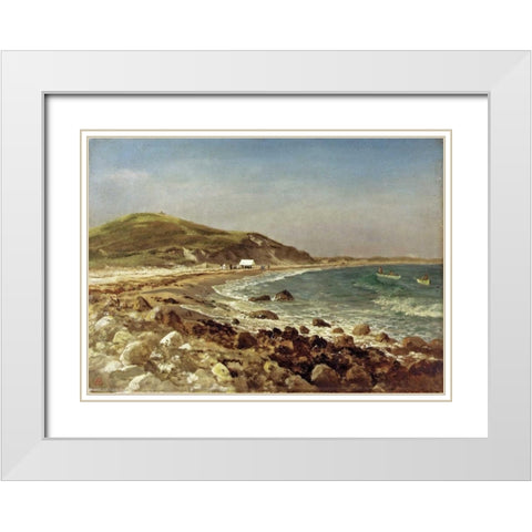 Coastal Scene White Modern Wood Framed Art Print with Double Matting by Bierstadt, Albert