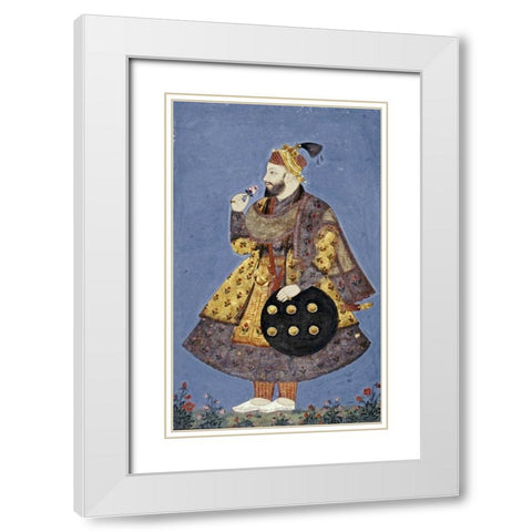 Sultan Abul-Hasan of Golconda White Modern Wood Framed Art Print with Double Matting by Bikaner, Ustad Murad