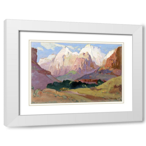 Grand Tetons White Modern Wood Framed Art Print with Double Matting by Bischoff, Franz