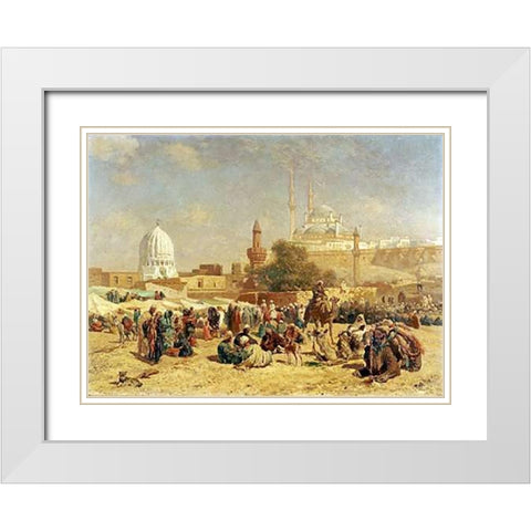Outside Cairo White Modern Wood Framed Art Print with Double Matting by Biseo, Cesare