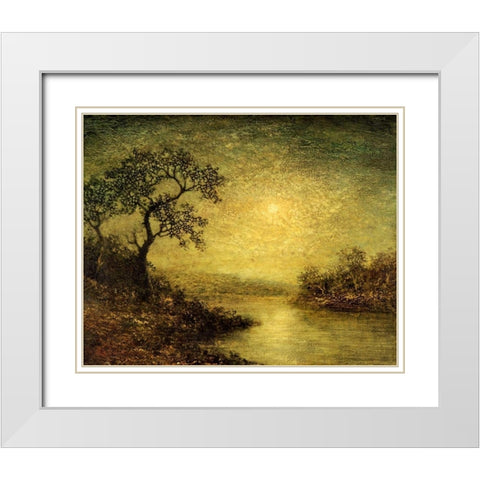 Moonlit Landscape White Modern Wood Framed Art Print with Double Matting by Blakelock, Ralph Albert