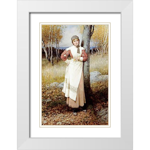A Rose In New England White Modern Wood Framed Art Print with Double Matting by Boughton, George Henry