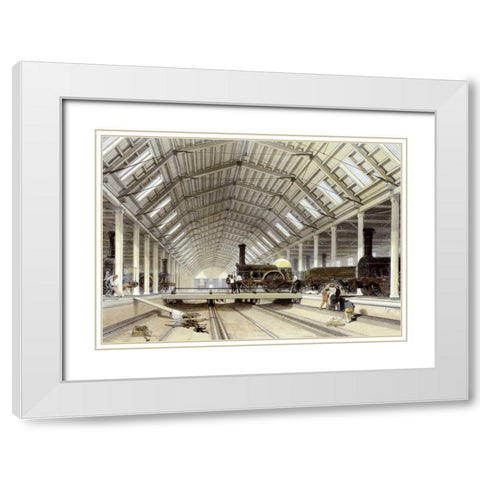 Engine House, Swindon White Modern Wood Framed Art Print with Double Matting by Bourne, John C.
