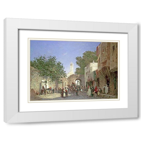 An Arab Street Scene White Modern Wood Framed Art Print with Double Matting by Boze, Honore